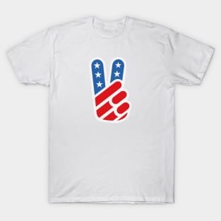 American Peace Sign (Full Color on White) T-Shirt